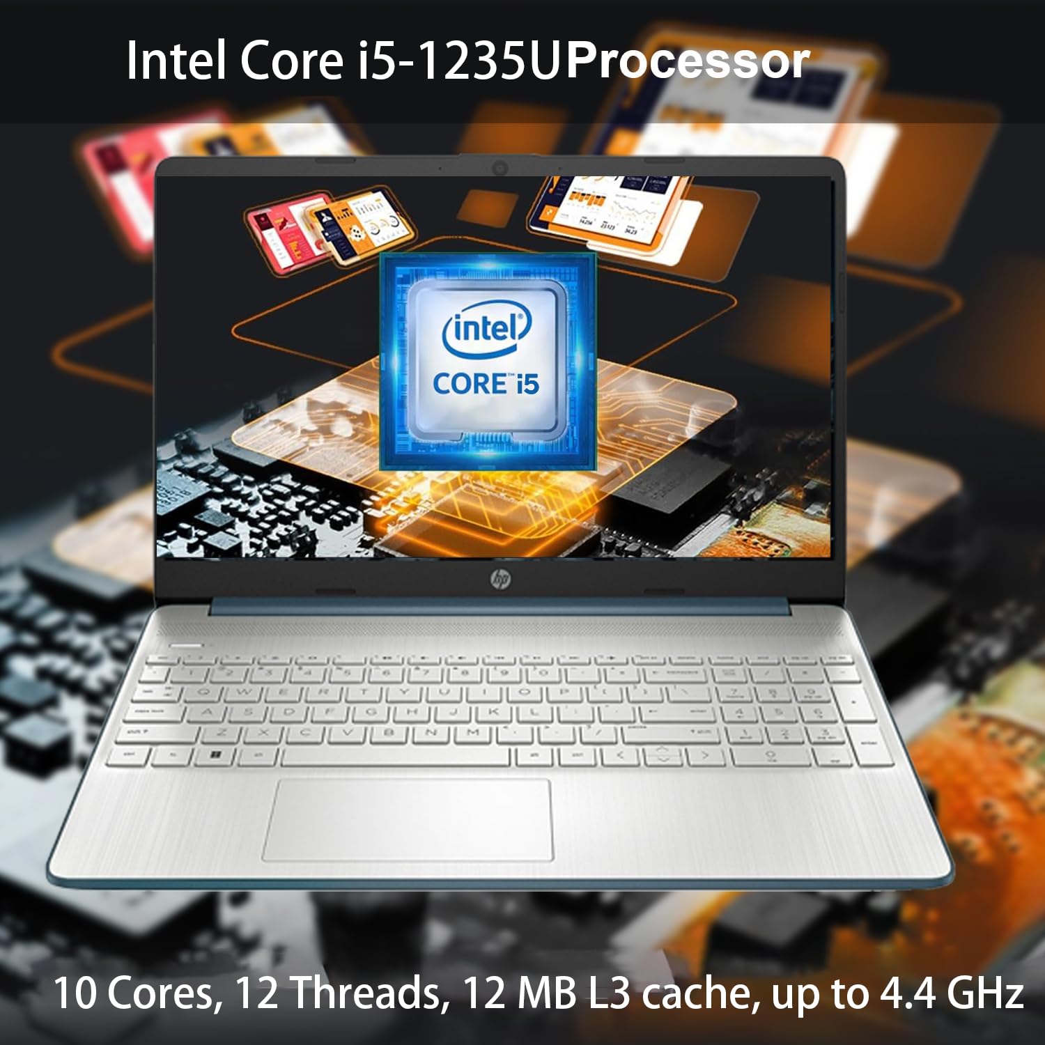 HP Essential 15.6 inch Laptop, Intel Core i5-1235U Processor, 16GB